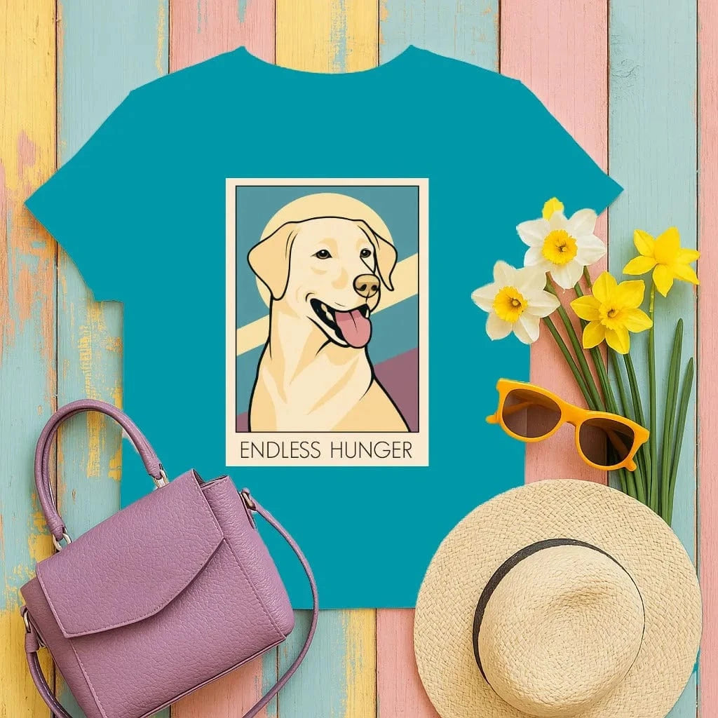 Endless Hunger Yellow Lab T-Shirt Tropical Blue T-shirt
