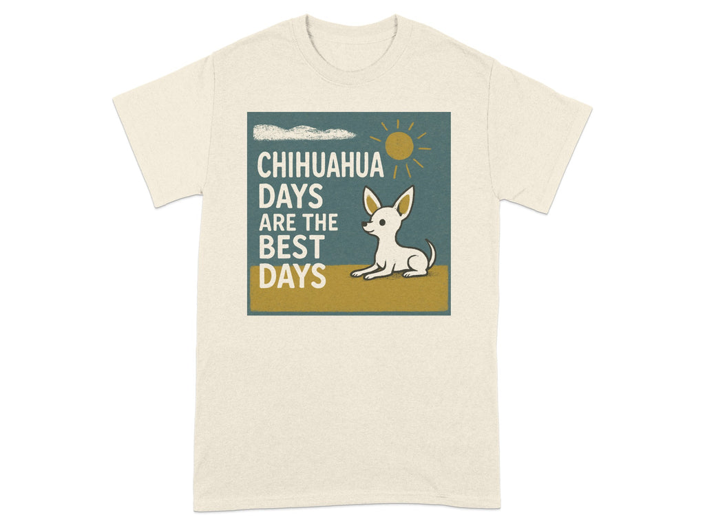 Chihuahua days are the best days text with dog under sun and sky.