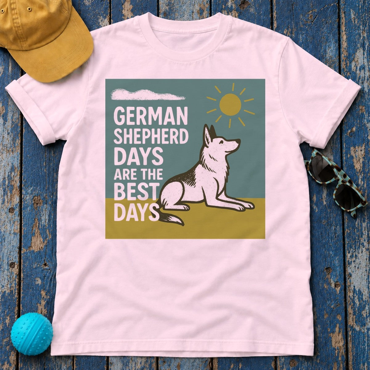 German Shepherd Days Premium Graphic T-Shirt in Light Pink