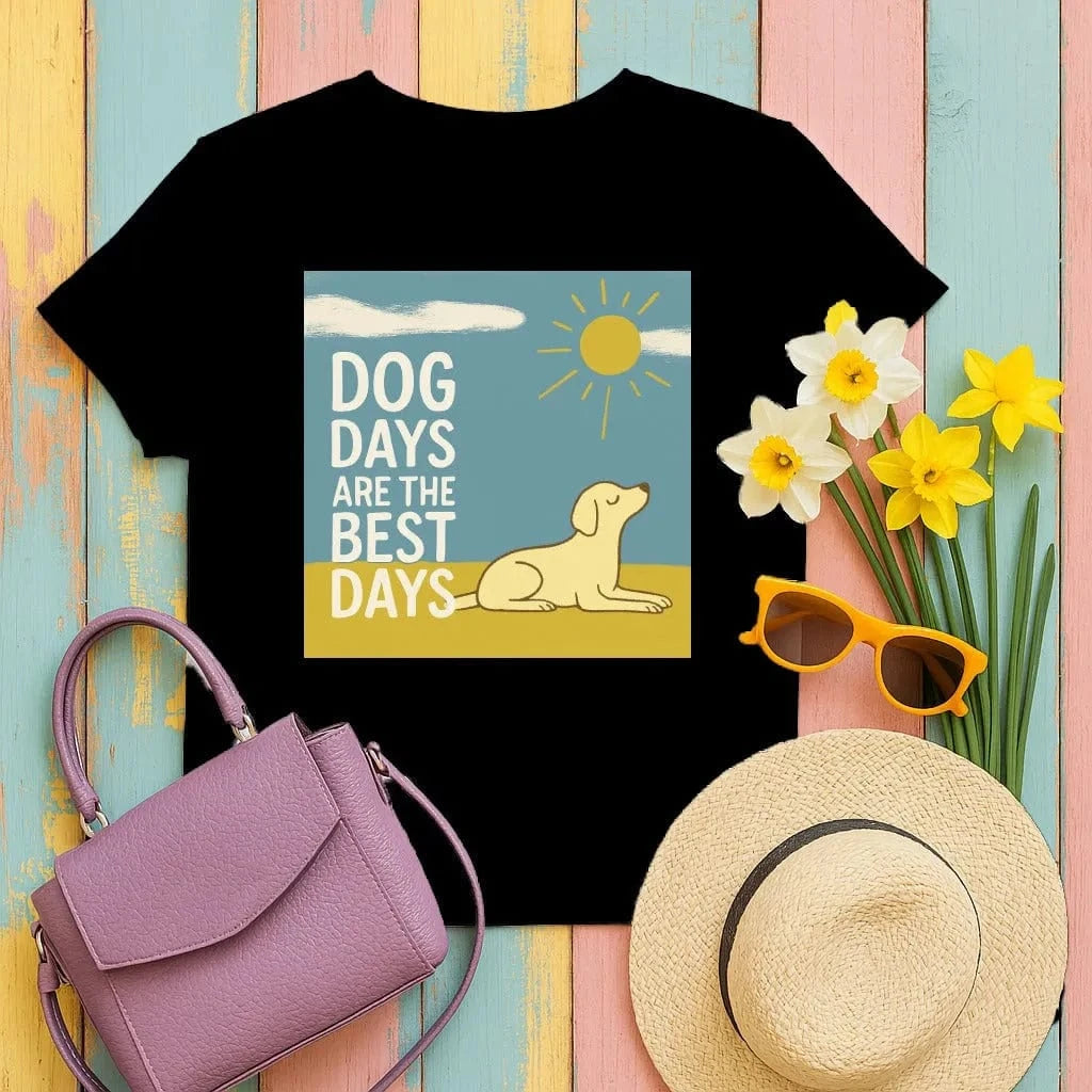 Dog Days Are The Best Days Yellow Lab T-Shirt Black T-shirt