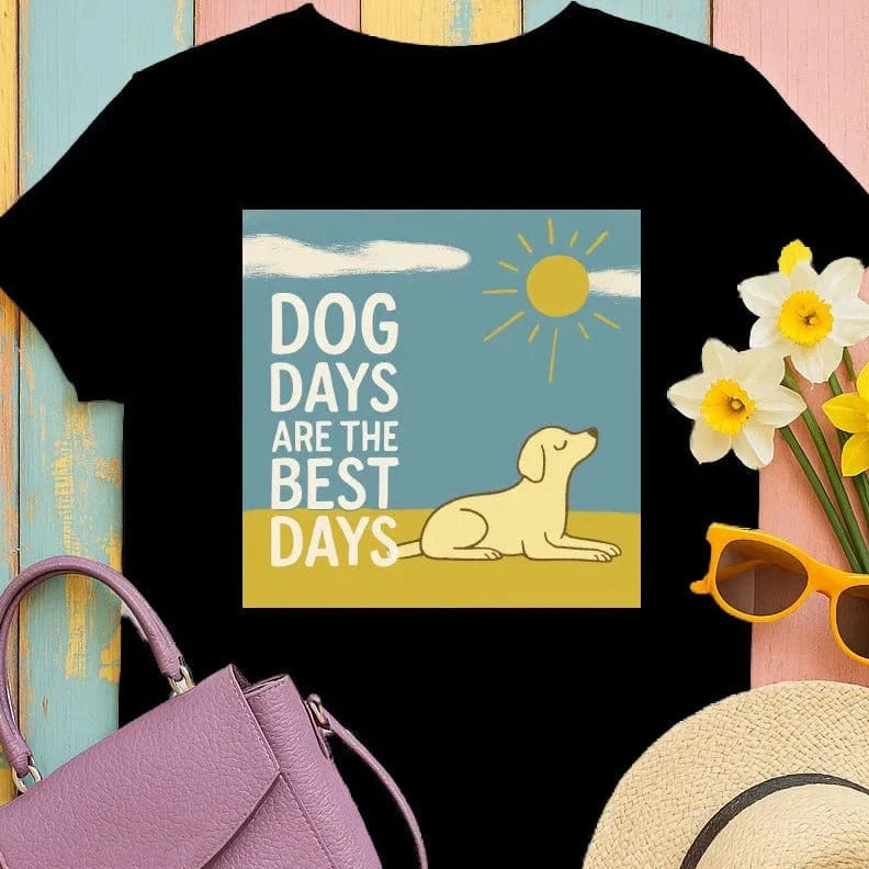 Dog Days Are The Best Days Yellow Lab T-Shirt Black T-shirt