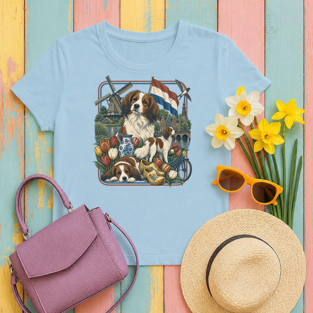Kooikerhondje Netherlands Heritage tee, Light Blue