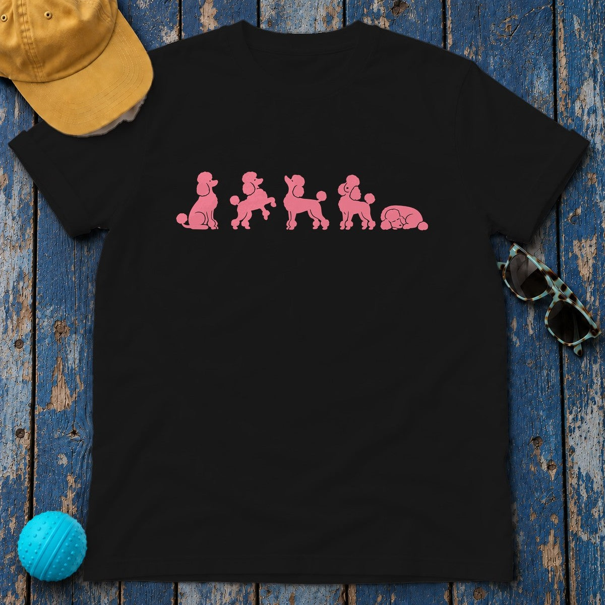 The Poodle Promenade T-Shirt in Black