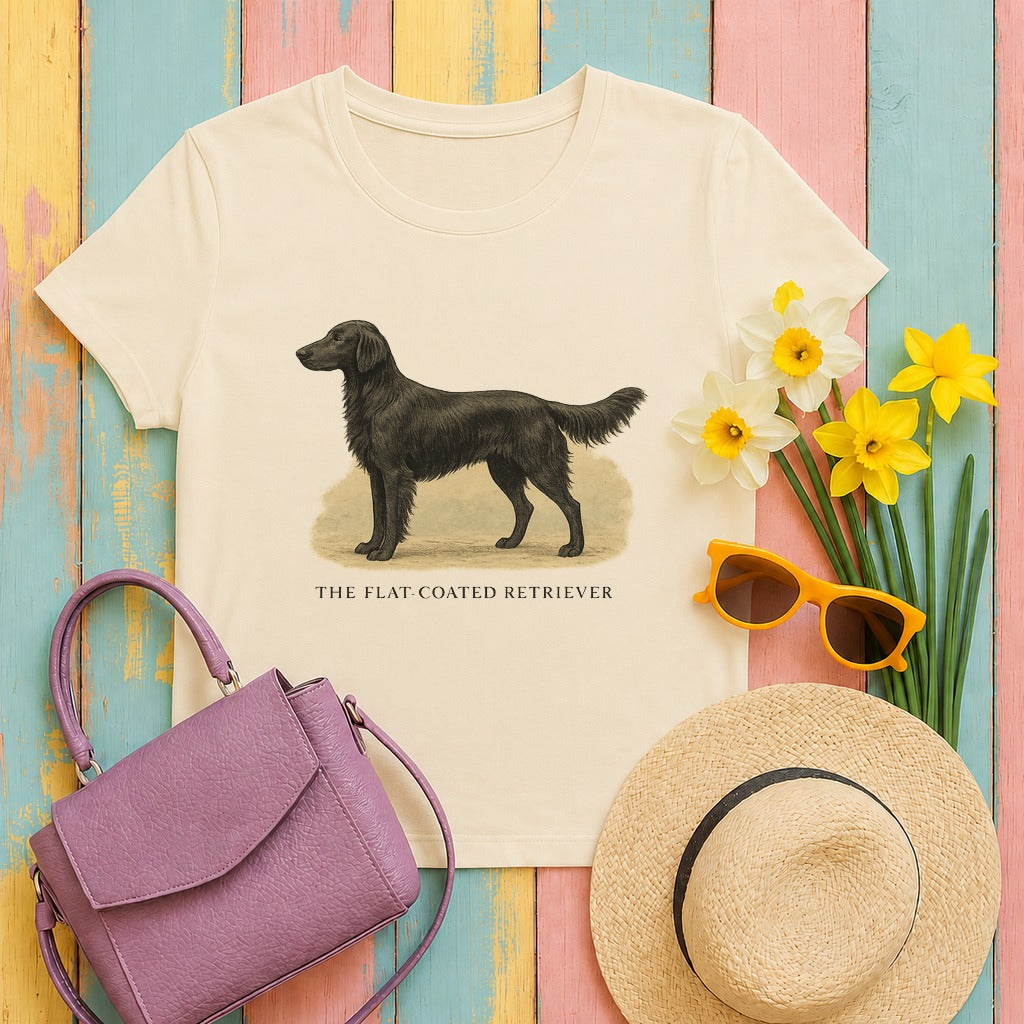 flat-coated retriever field-guide-portrait tee flat lay hero
