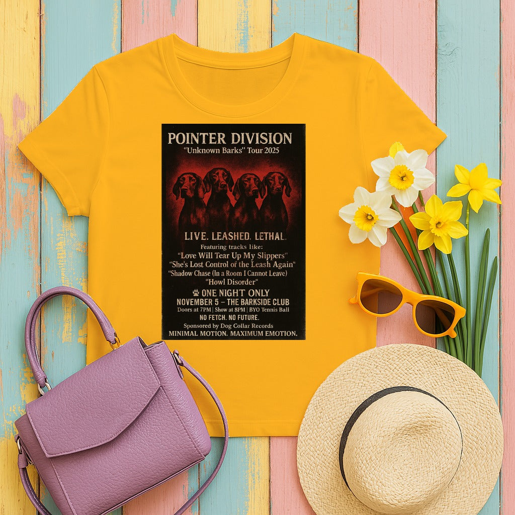 Pointer Division Unknown Barks Tour 2025 Concert T-Shirt in Gold