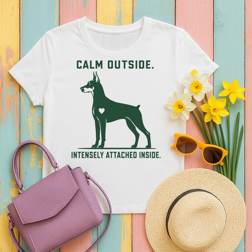 migbackfill calm-outside-doberman-t-shirt tee flat lay hero v8