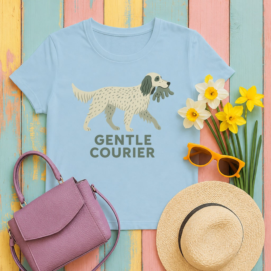 English Setter Gentle Courier Tee in Light Blue