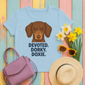 Devoted Dorky Doxie Graphic T-Shirt in Light Blue