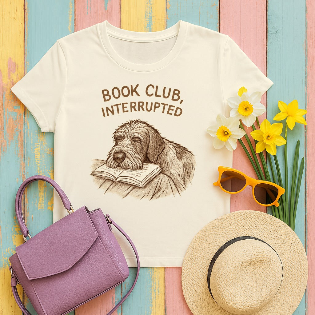 Wirehaired Pointing Griffon Book Club Interrupted T-shirt in Natural