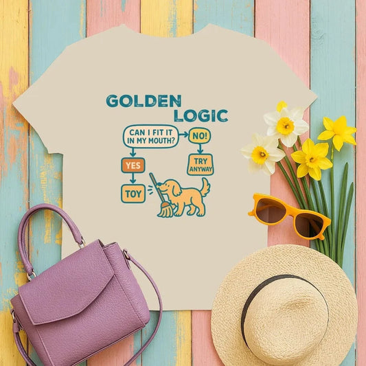 Golden Logic Can I Fit It In My Mouth Flowchart T-Shirt Sand T-shirt
