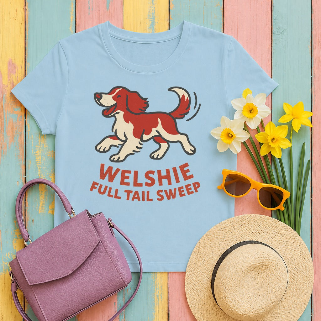 Welsh Springer Spaniel Full Tail Sweep T-shirt in Light Blue