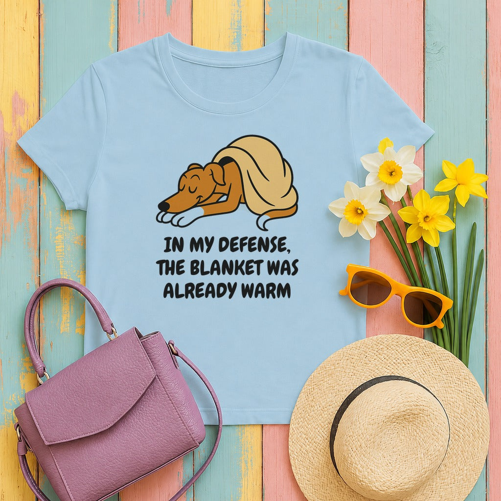 Greyhound Blanket Was Already Warm Tee in Light Blue