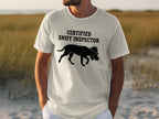 White t-shirt with "Certified Sniff Inspector" and a dog graphic.