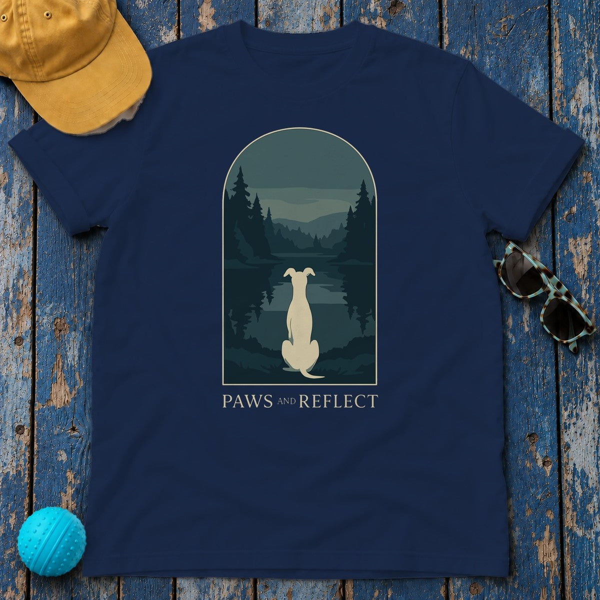 Greyhound Paws and Reflect Tee in Navy