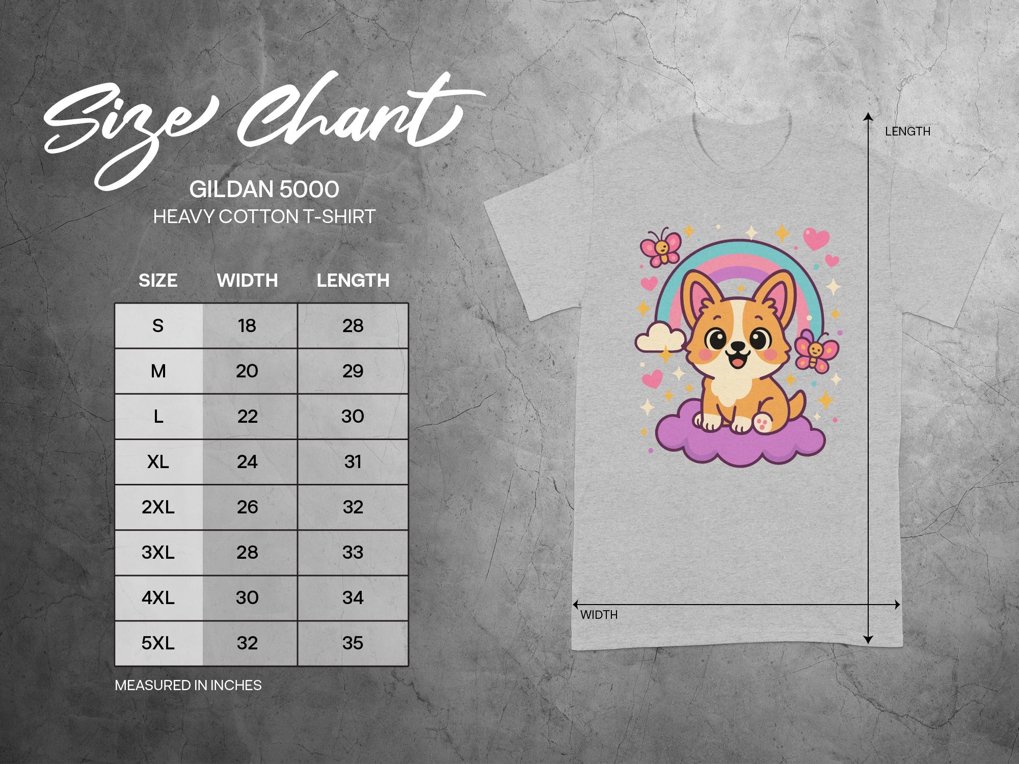 Adorable Corgi with Rainbow and Butterfly Design Shirt