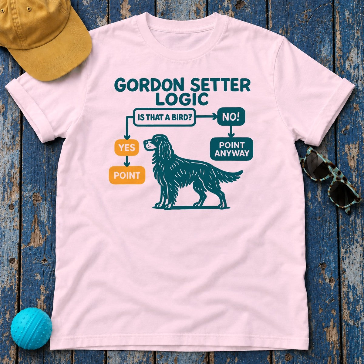 Gordon Setter Logic Flowchart T-Shirt in Light Pink