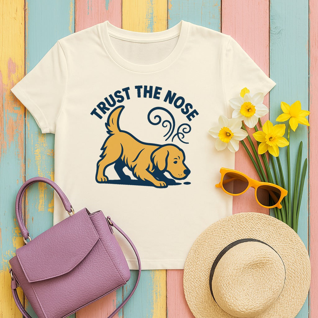 Trust The Nose Golden Retriever T-Shirt in Natural