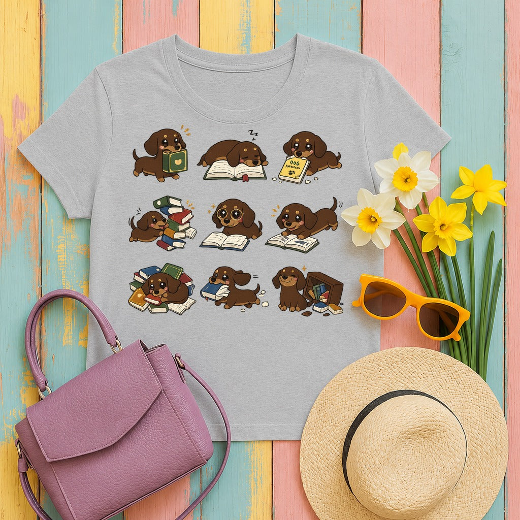w2hero the-bookish-dachshund-t-shirt tee flat lay hero v8