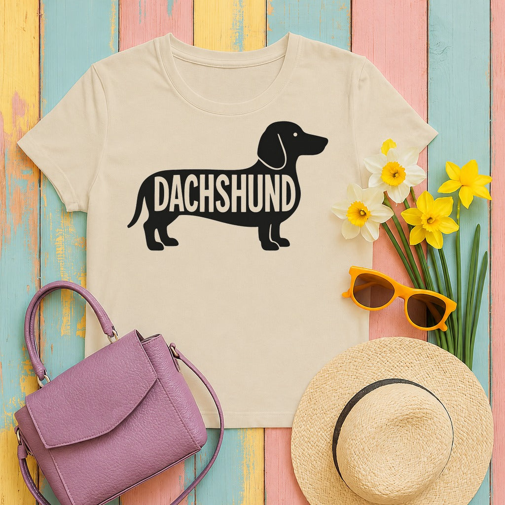 The Dachshund Icon Graphic T-Shirt in Sand