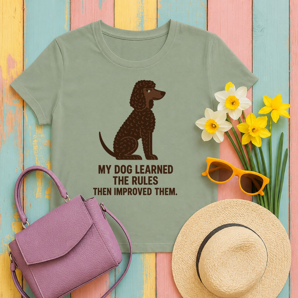 Irish Water Spaniel Learned The Rules Tee in Sage