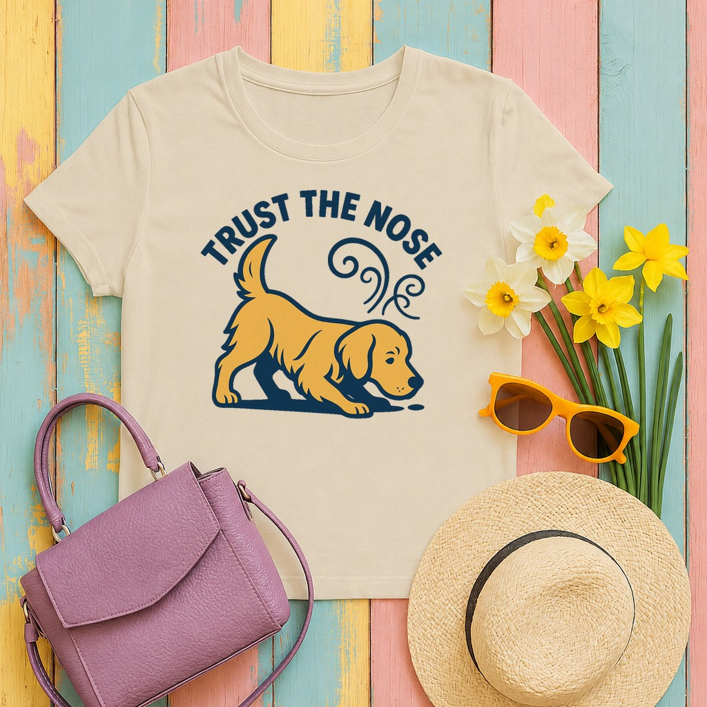 Trust The Nose Golden Retriever T-Shirt in Sand