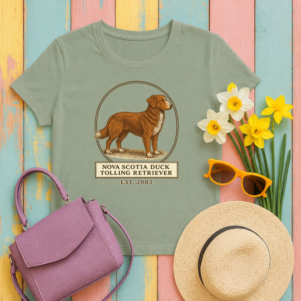 Nova Scotia Duck Tolling Retriever Est. 2003 T-shirt in Sage