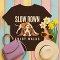 Slow Down, Enjoy Walks Bracco Italiano T-Shirt in Dark Chocolate