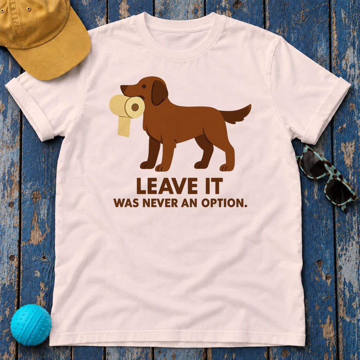 Liver Flat-Coated Retriever Leave It Tee in Soft Pink