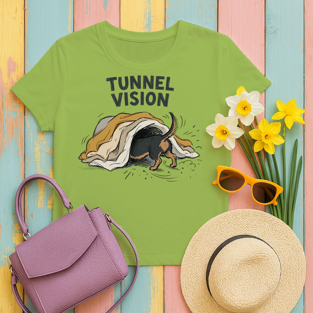 Tunnel Vision Dachshund Lovers T-Shirt in Kiwi