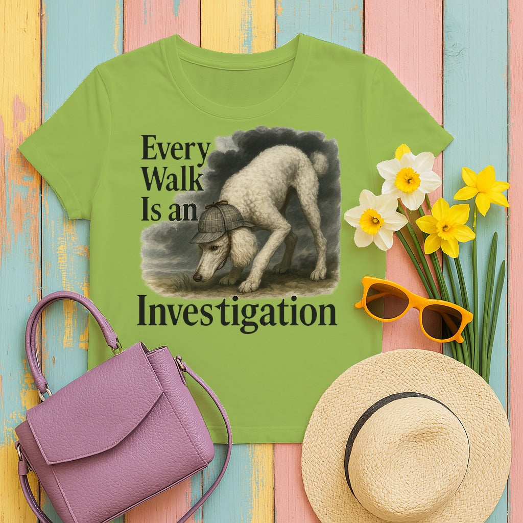 Every Walk is an Investigation Poodle T-Shirt in Kiwi