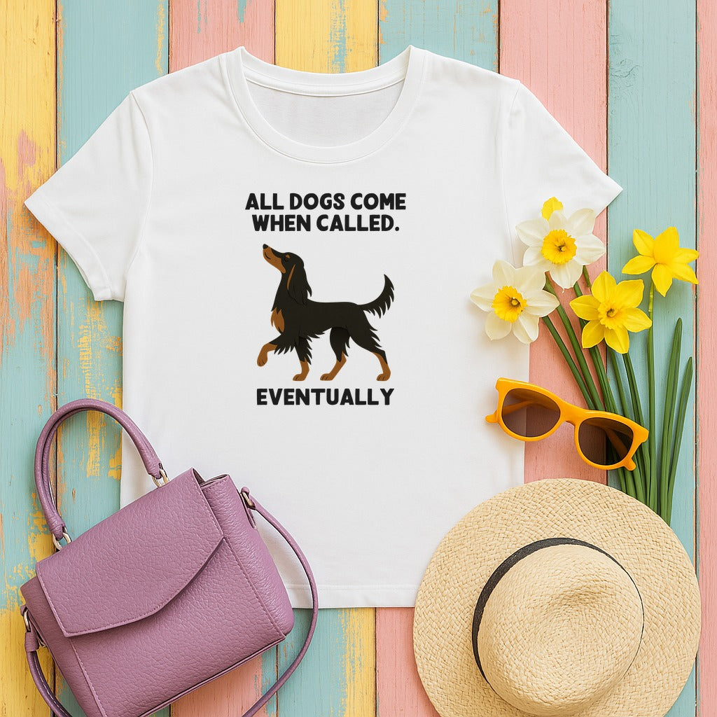 Gordon Setter Comes When Called Eventually Tee in White