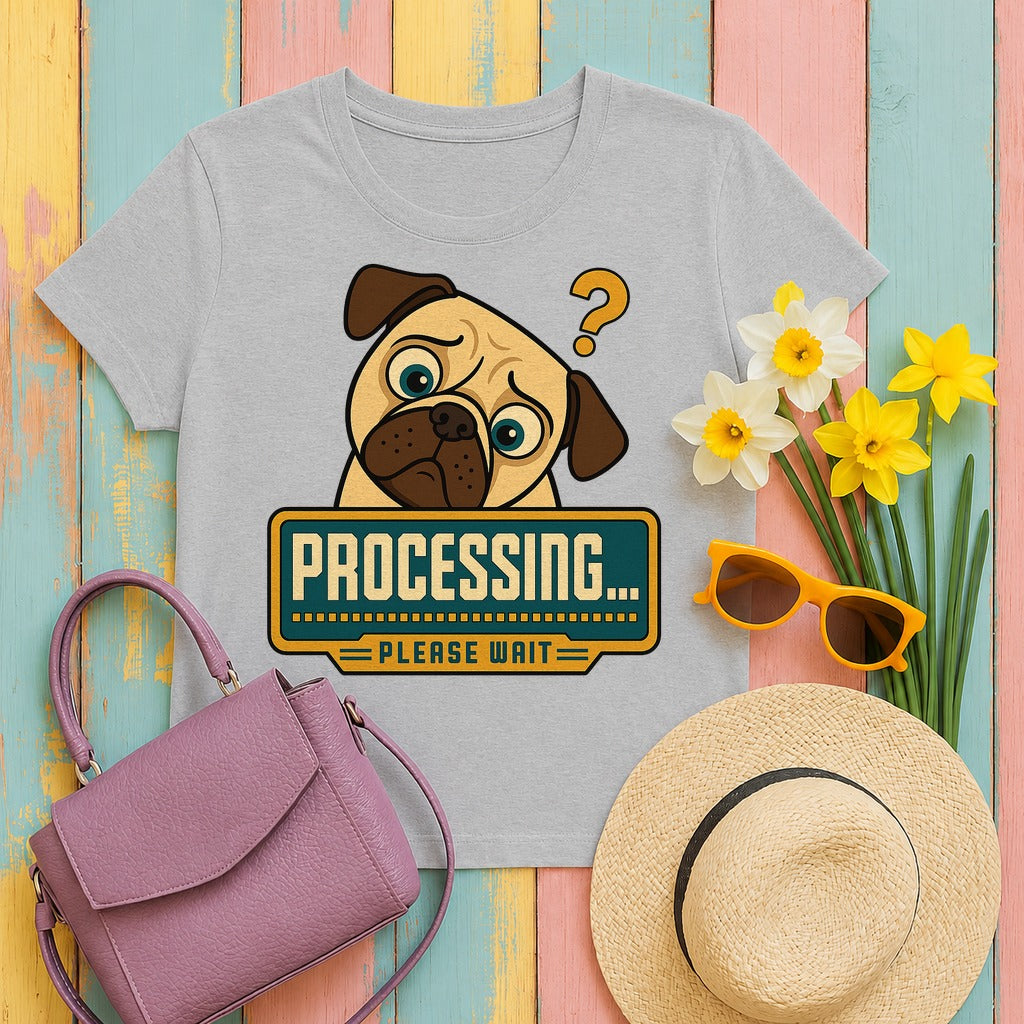 The Processing Pug T-Shirt in Sport Grey