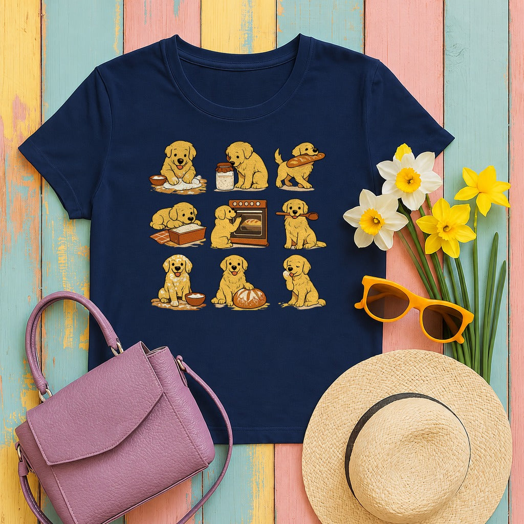 Golden Retriever Bake Off Squad T-Shirt in Navy