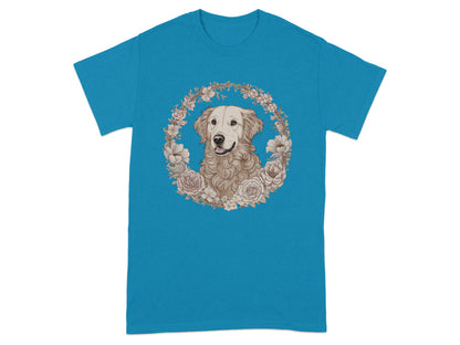 Vintage Floral Wreath Dog Graphic T-shirt product