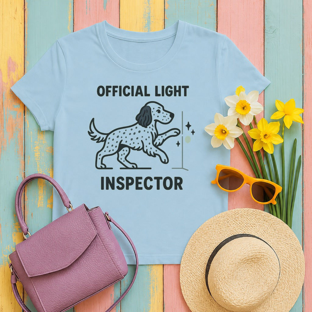 english setter official-light-inspector tee flat lay hero