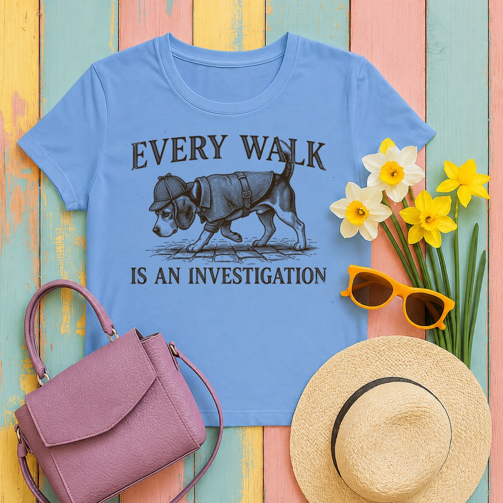 Beagle Every Walk Investigation T-shirt in Carolina Blue
