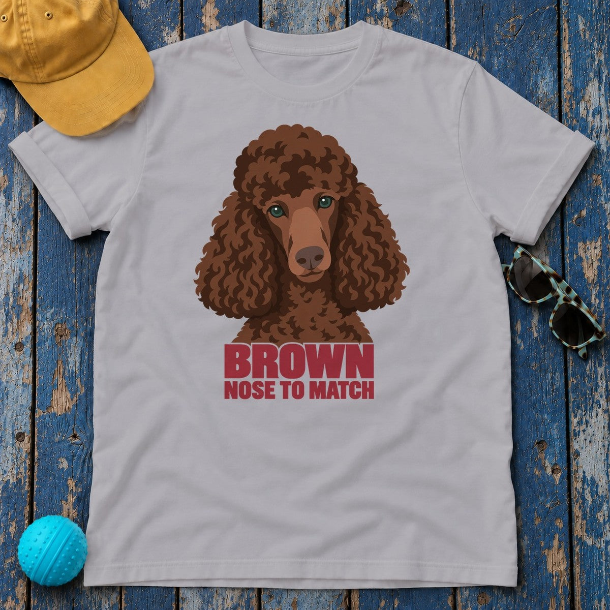 Brown Nose To Match Poodle T-Shirt in Athletic Heather