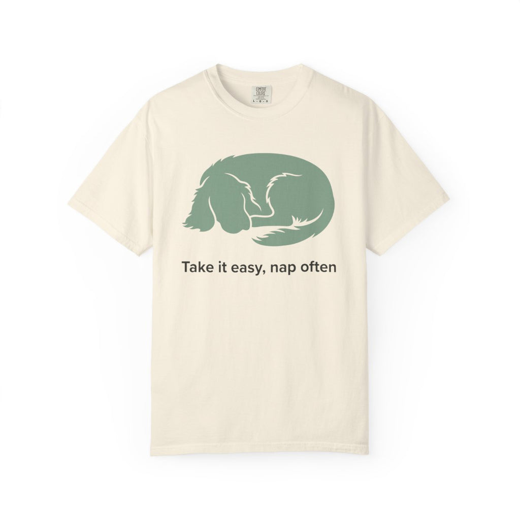 Take it easy nap often slogan t-shirt product