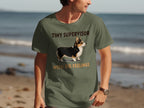 Green t-shirt with "TINY SUPERVISOR WITH BIG FEELINGS" and a Corgi illustration.