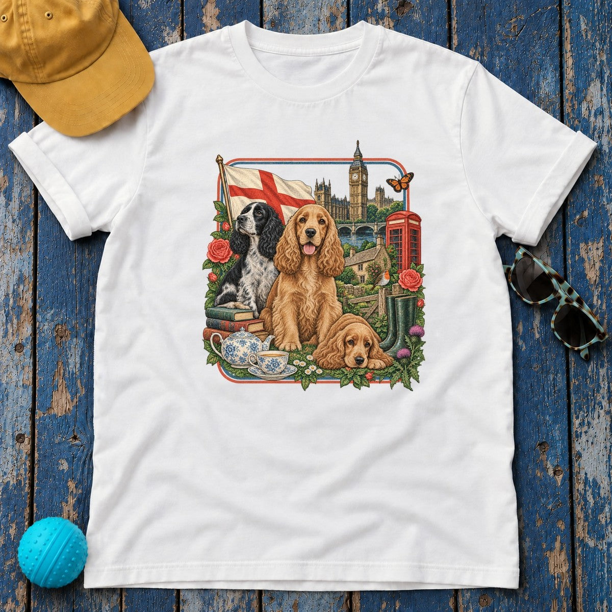 Cocker Spaniel England Heritage T-Shirt in White