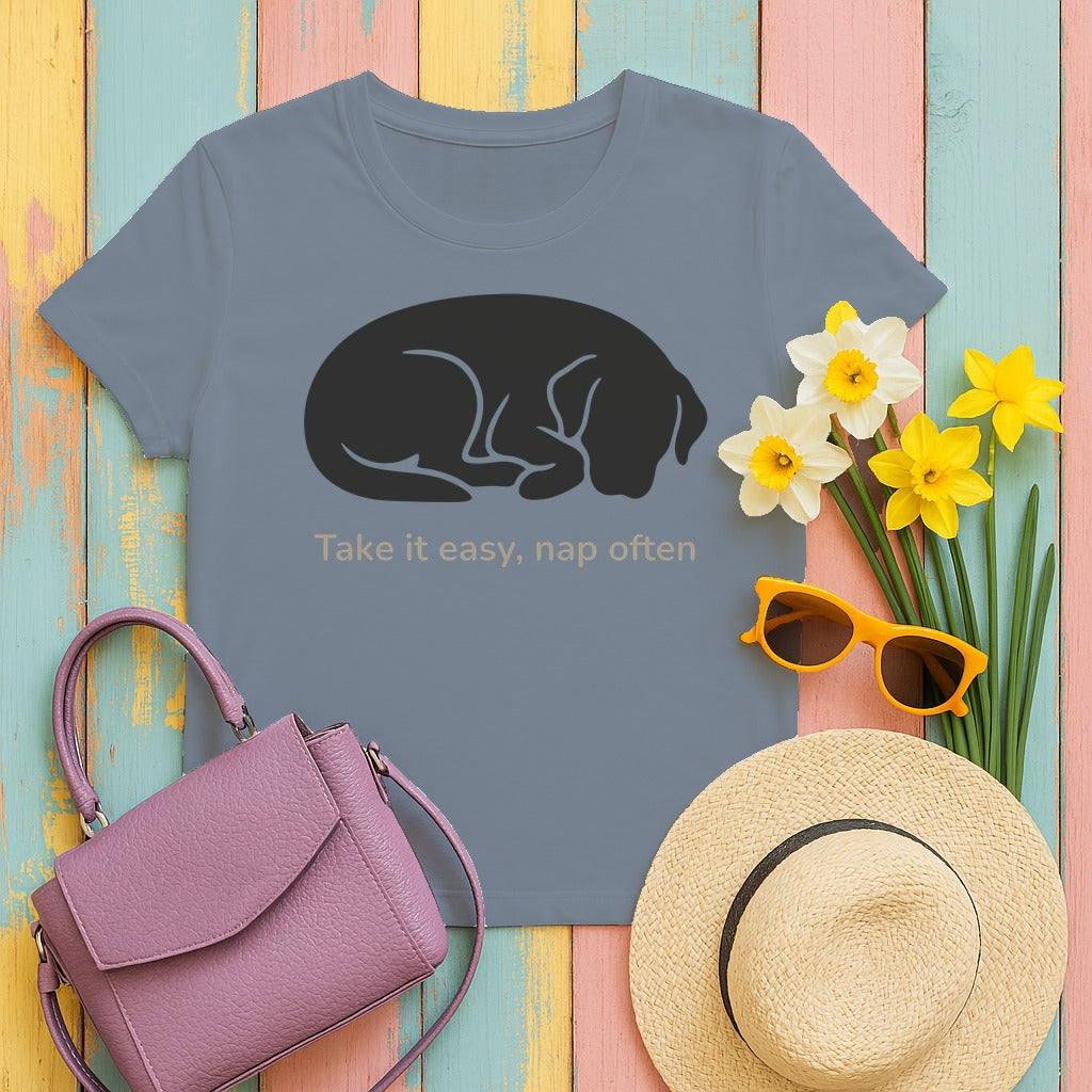 Take it Easy Vizsla T-Shirt in Blue Jean