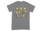 Sewing-themed graphic featuring nine whimsical illustrations of playful puppies.
