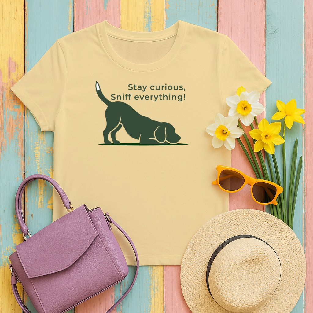 Stay Curious Sniff Everything Beagle T-Shirt in Yellow Haze