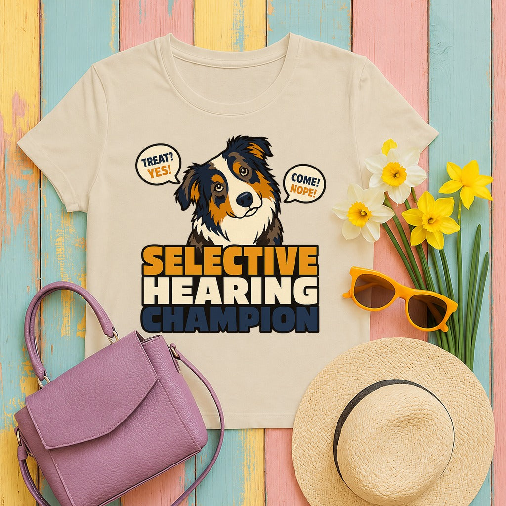 Selective Hearing Aussie T-Shirt in Sand