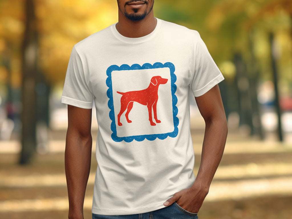 Stylish T-Shirt Featuring Bold Red Dog Design