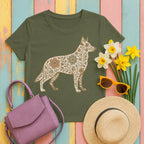 mig2 floral-german-shepherd-silhouette-unique tee flat lay hero v8