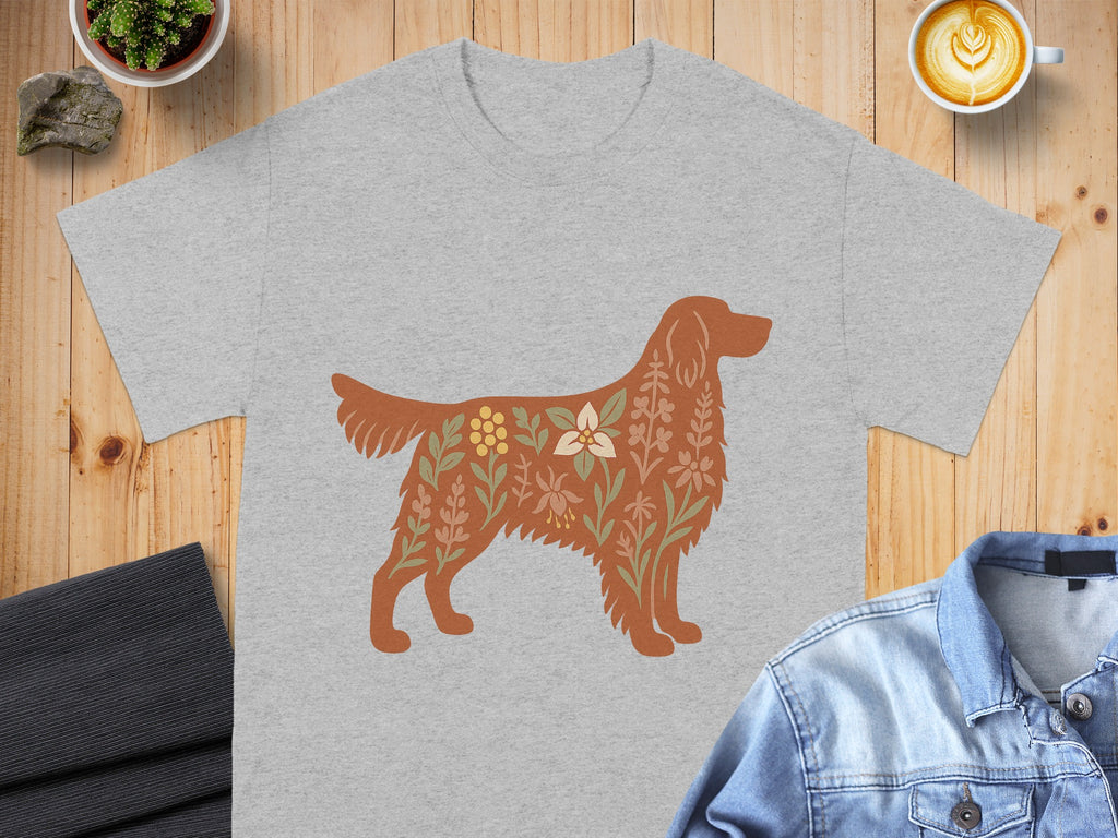 Floral Golden Retriever Illustration T-Shirt product type
