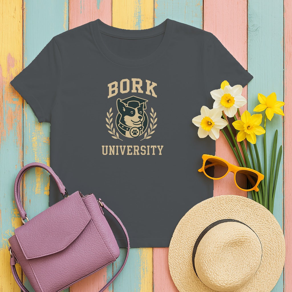 Bork University Corgi T-Shirt in Charcoal