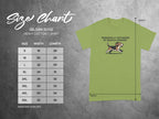 Gildan 5000 heavy cotton t-shirt with Beagle zoomies graphic and size chart.