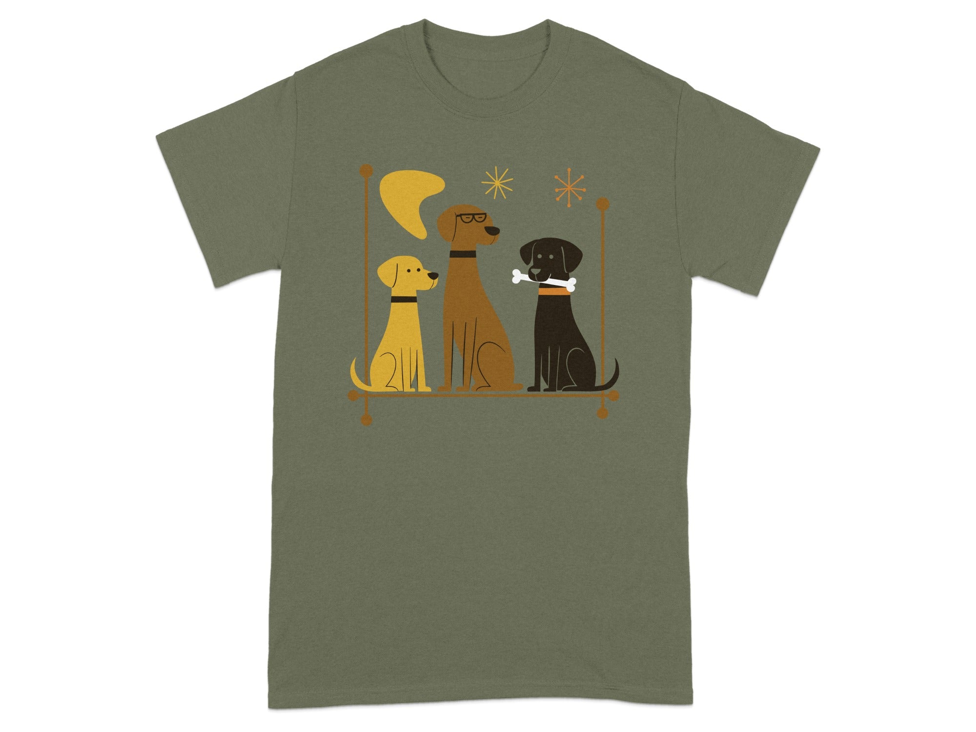 Playful Dogs Graphic Design T-Shirt Casual Wear